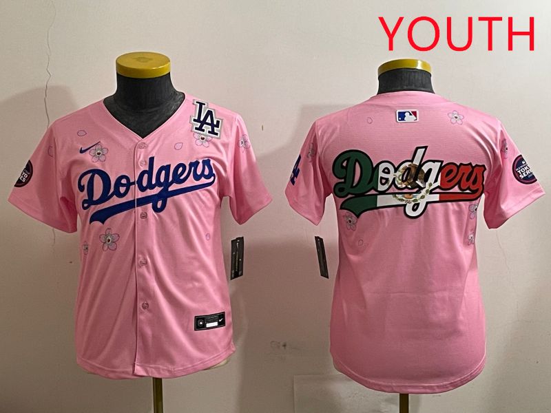 Youth Los Angeles Dodgers Blank Pink Sakura Edition 2025 Nike MLB Jersey style 11